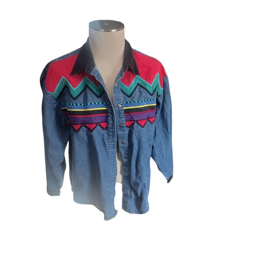 Panhandle slim vintage chambray western southwestern vibrant Rodeo powwow